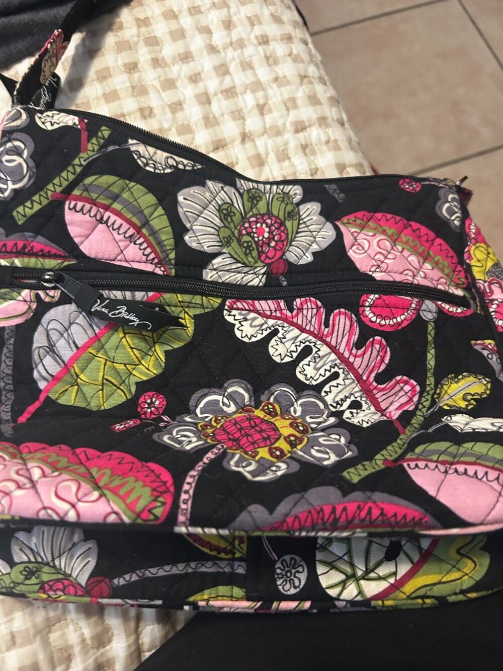 Vera Bradley Black Floral Hobo in Mint Condition